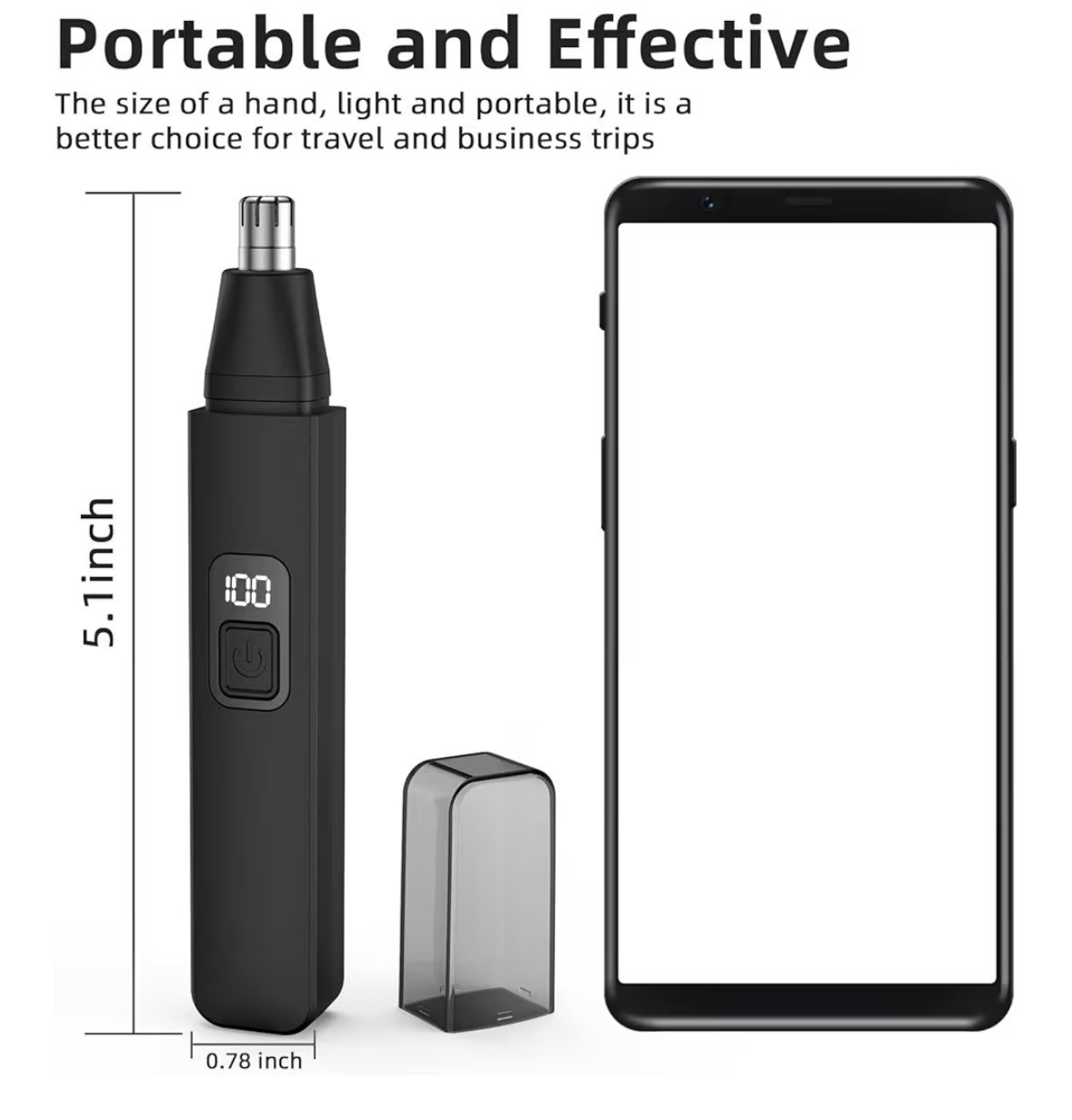 New Professional Painless USB Rechargeable Rotating Hair Trimmer for Ears & Nose