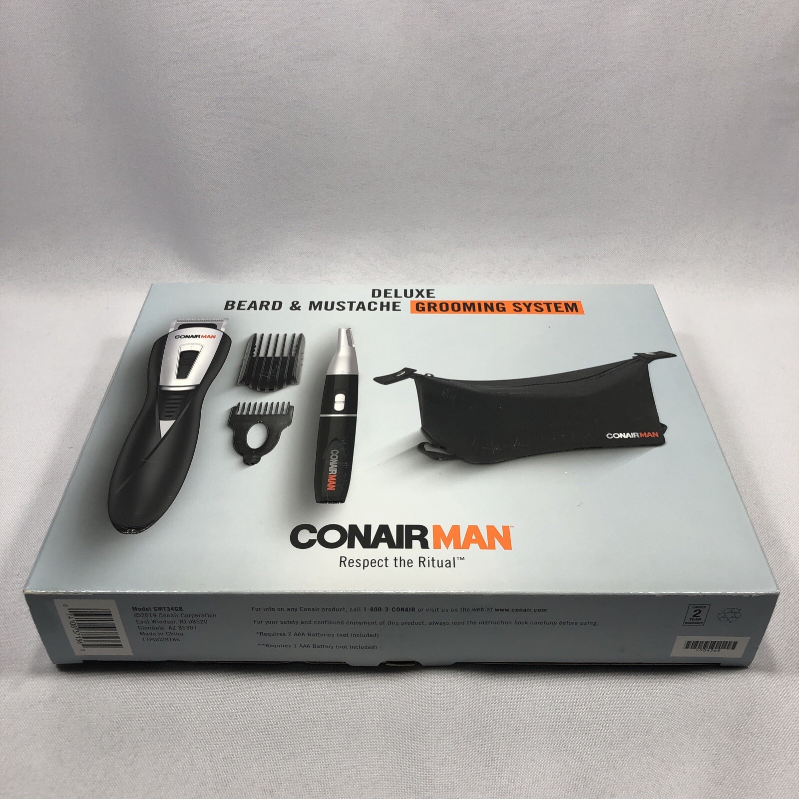 CONAIR MAN DELUXE BEARD & MUSTACHE 9pc. GROOMING SYSTEM BATTERY OPERATED NIB