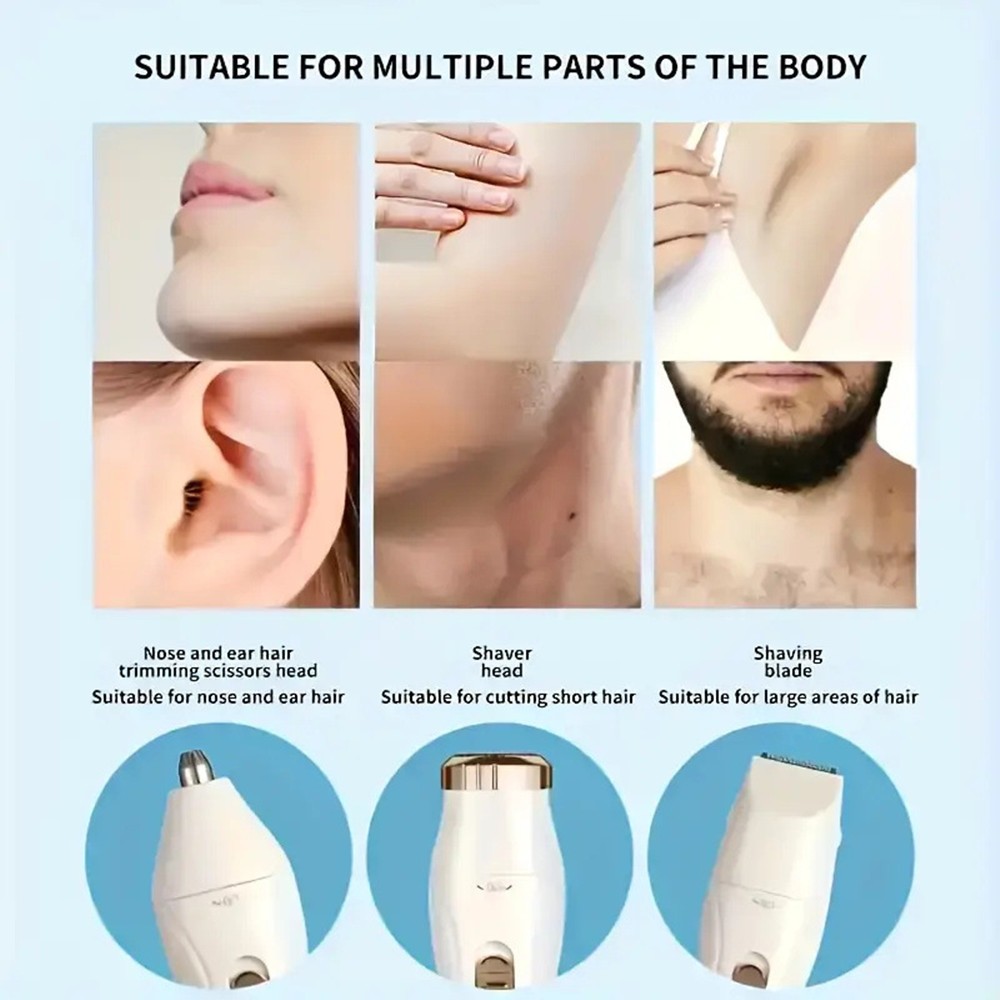 3 in 1 Rechargeable Eyebrow Ear Nose Beard Trimmer Set Hair Clipper Shaver USB