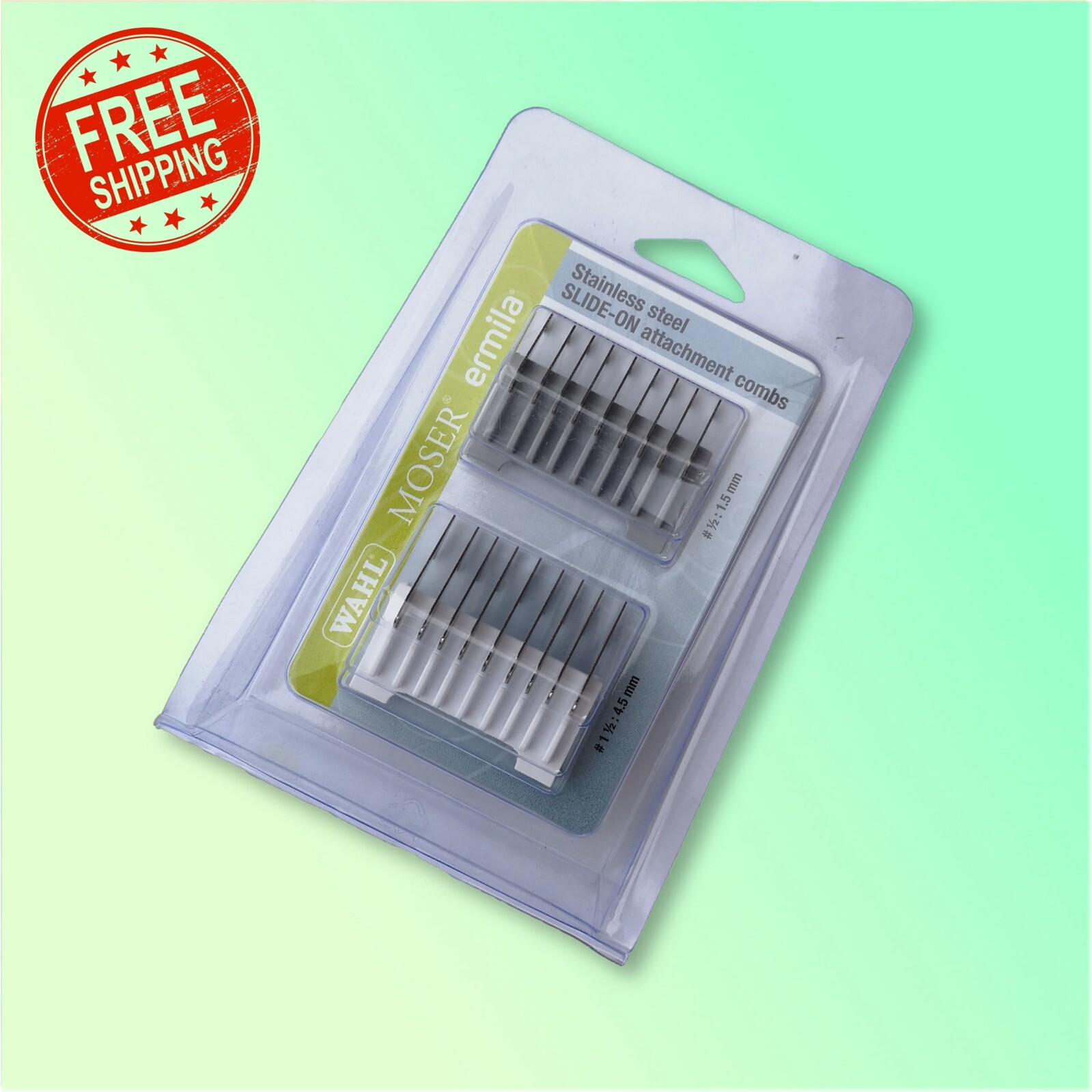 Moser set Combs 1.5mm & 4.5mm Stainless steel slide-on attachment 1233-7180