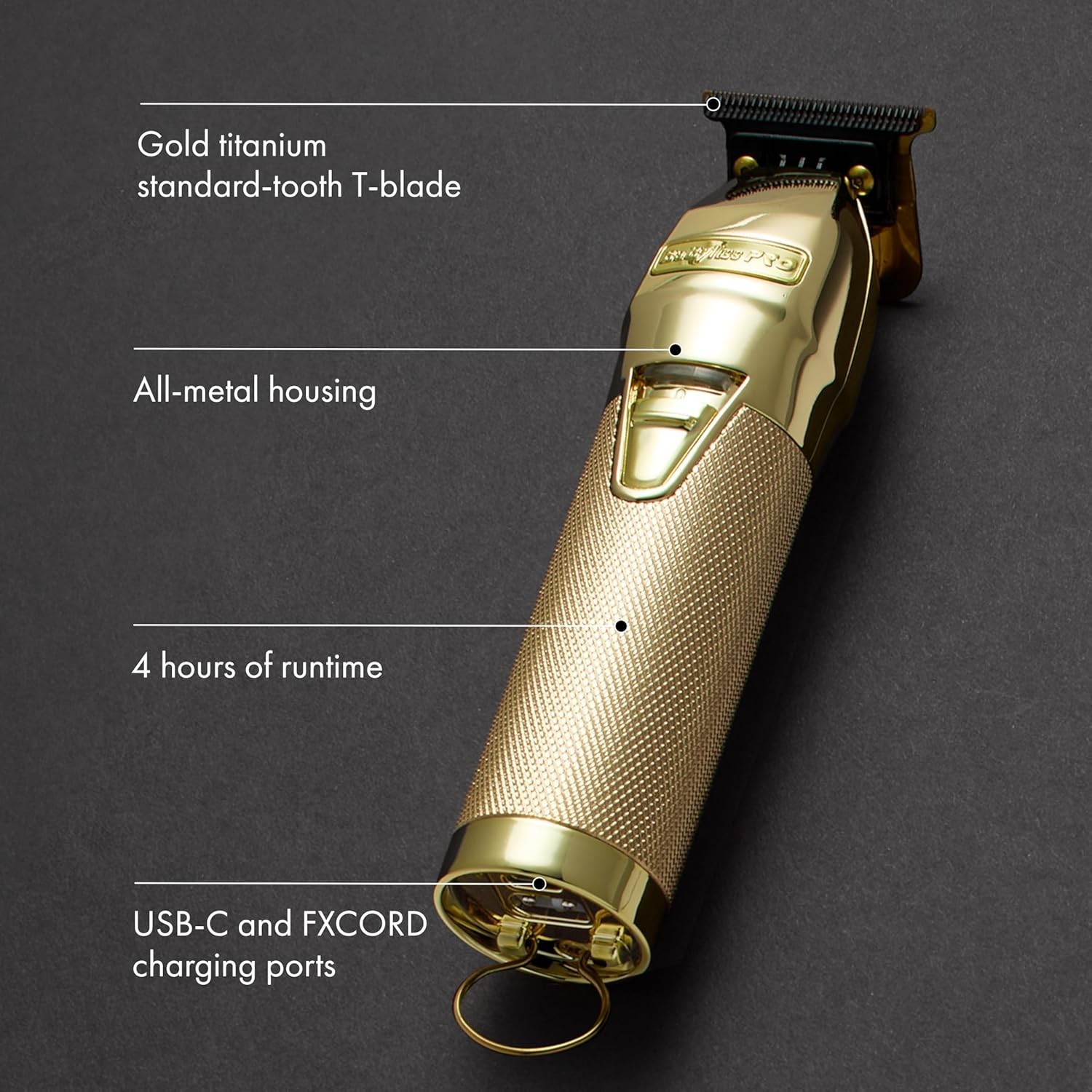 BaBylissPRO GOLDFX+ All-Metal Lithium Outlining Trimmer | FX787NG