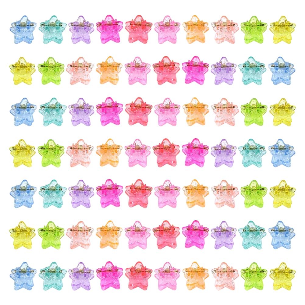 100 Pcs Mini Star Hair Clip Sparkly Colorful 1.4 x cm, Multicolor