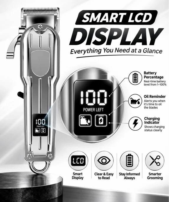 Professional Mens Barber Hair Cutting Machine kit Cordless with Clippers Trimmer