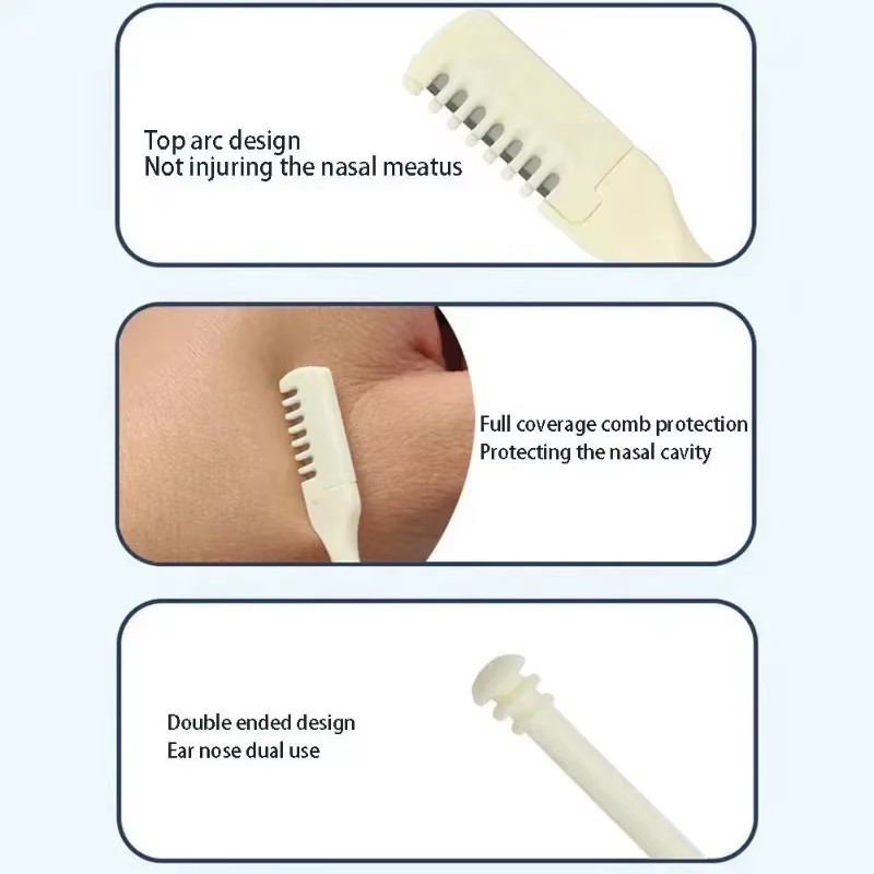 10-Pack Manual Nose Hair Trimmer 360° Rotating Nasal Hair Cutter with Ear Pick.
