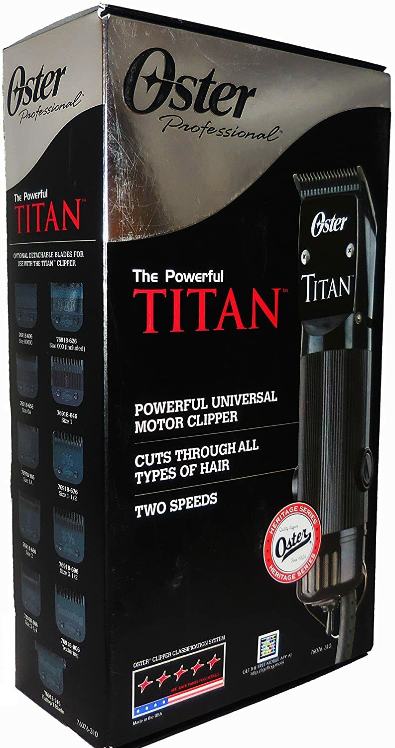 Oster 76076-310 Titan 2 Speed Hair Clipper with Detachable #000 & #1