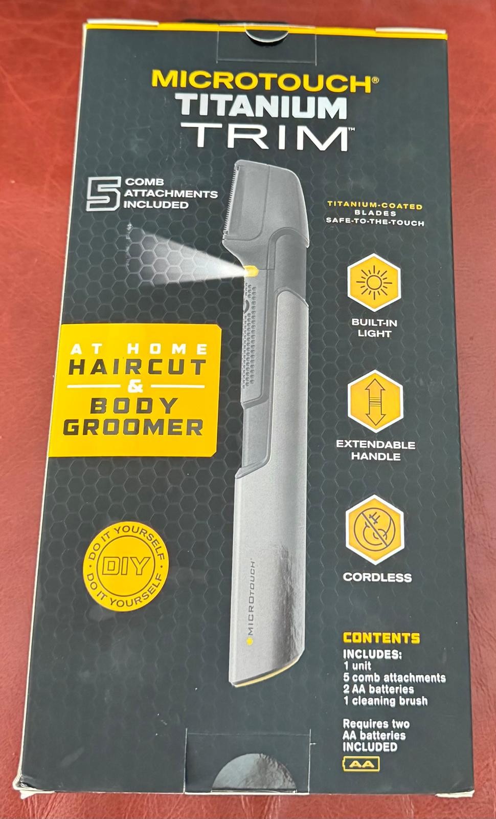 MicroTouch Titanium Trim Cordless Hair Groomer Trimmer 5 Comb Lighted Extendable