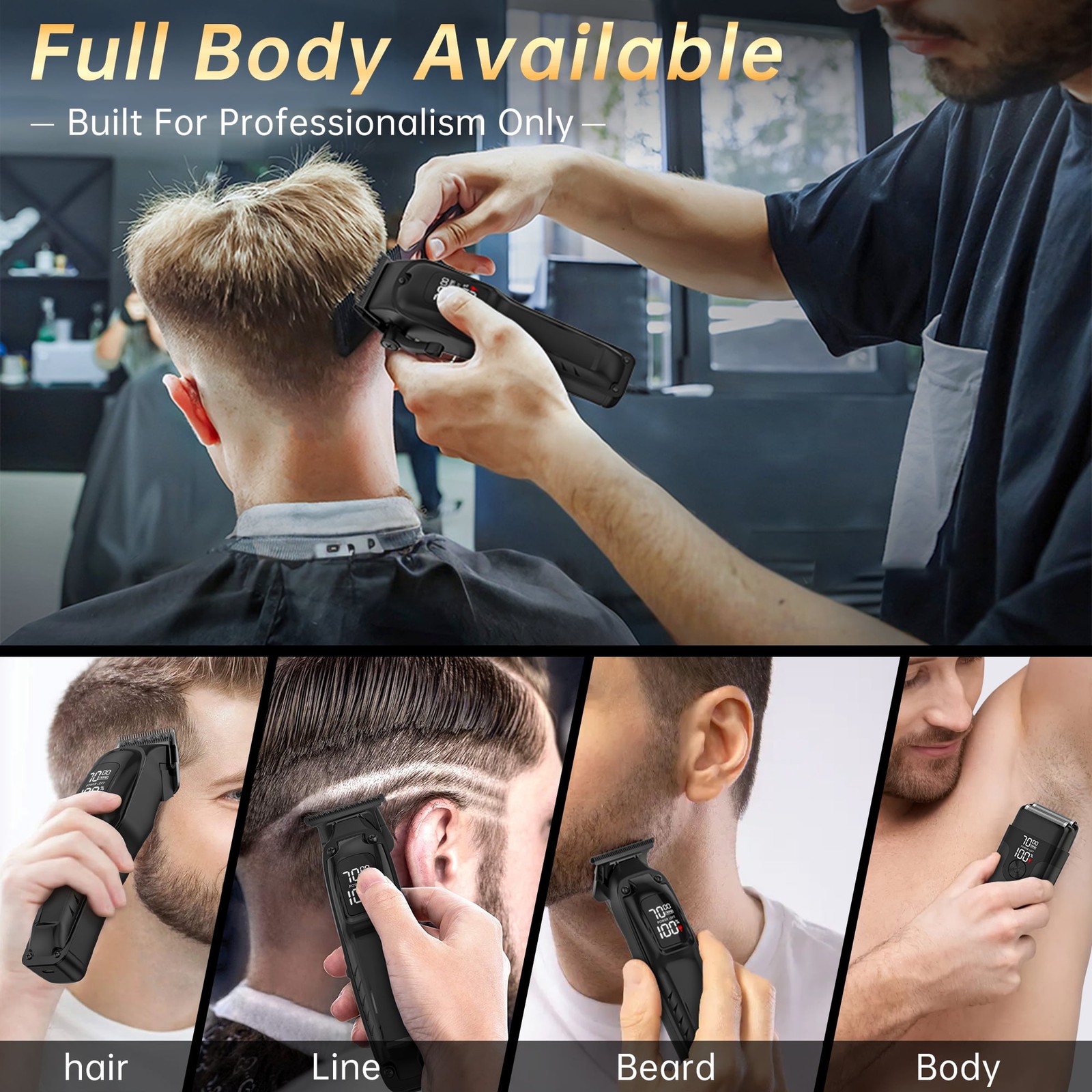 Cshidworld PCTE002BL Professional Hair Clipper Set for Men, 3-in-1 Cordless