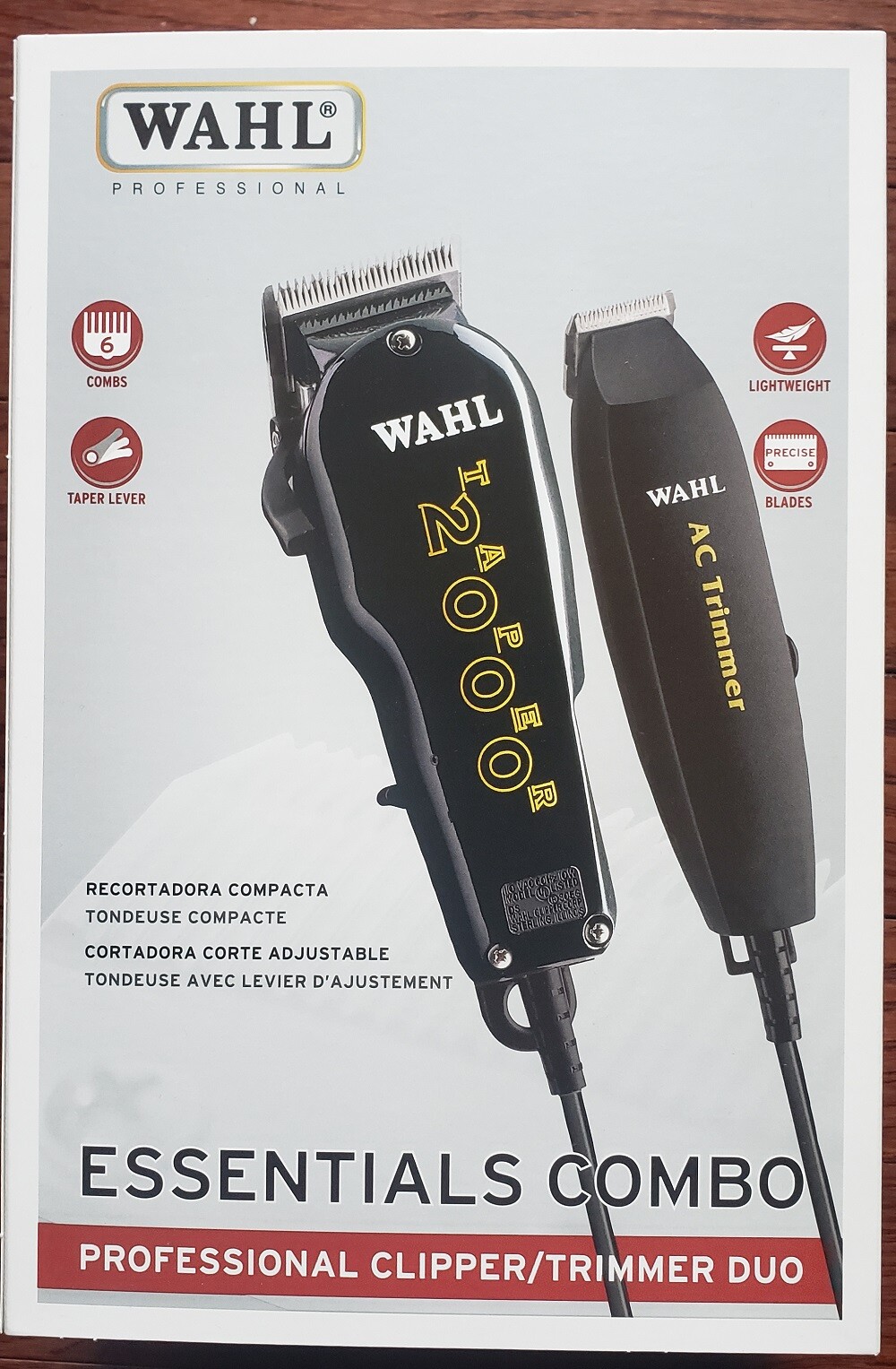 Wahl Essentials Combo Clipper and Trimmer w/Guards & Blade Brush #8329