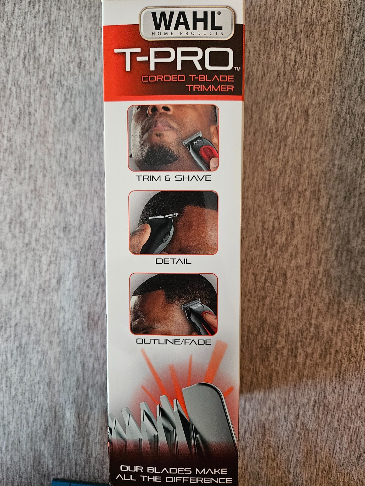 Wahl T-Pro Corded T-Blade Trimmer Red Black 09307-300 Close Shave Detailer NEW