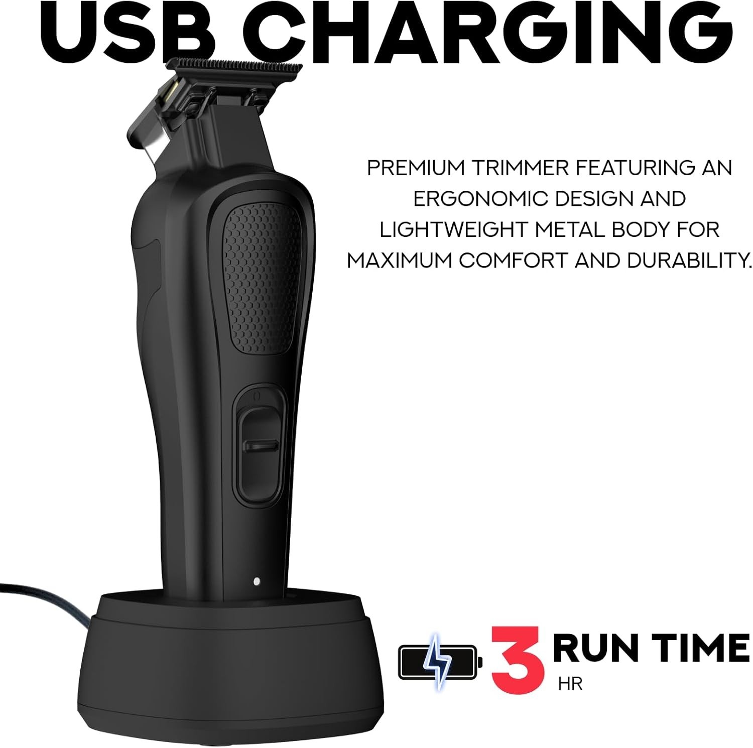 Supreme Trimmer Darkstar82 ST800 Metal Body Barber Trimmer – 9100 RPM, Black
