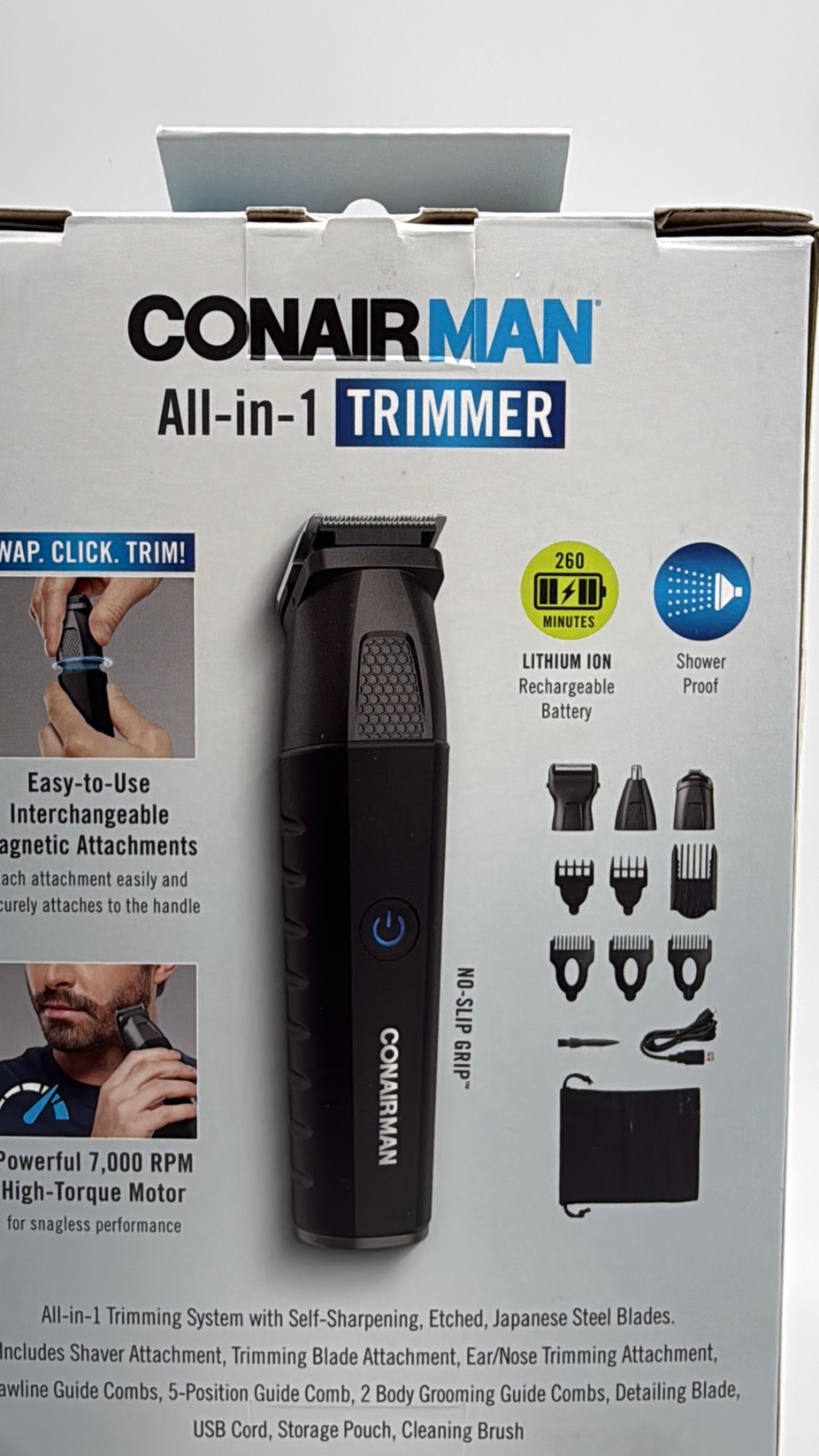 Conair Showerproof Face and Body All-in-One Hair Trimmer 14-Piece + Grooming Kit