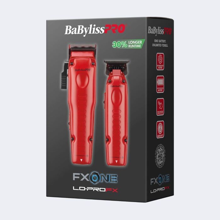 BaByliss Pro FXONE LO-PRO RED Clipper, Trimmer + Boost Battery & Charging Base