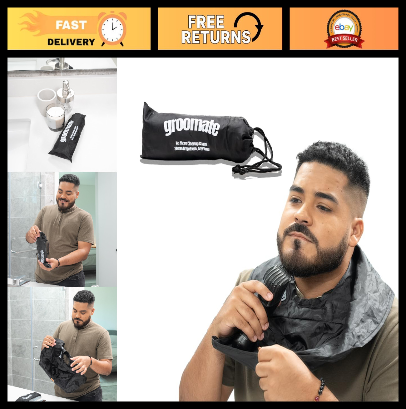 Beard Trimmer Catcher Apron – Waterproof, Portable, Non-Stick Hair Catcher for G