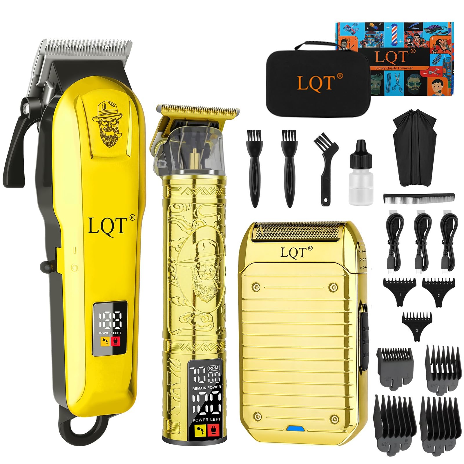 Professional Cordless Hair Clippers Kit – Rechargeable Trimmer for Men with P…