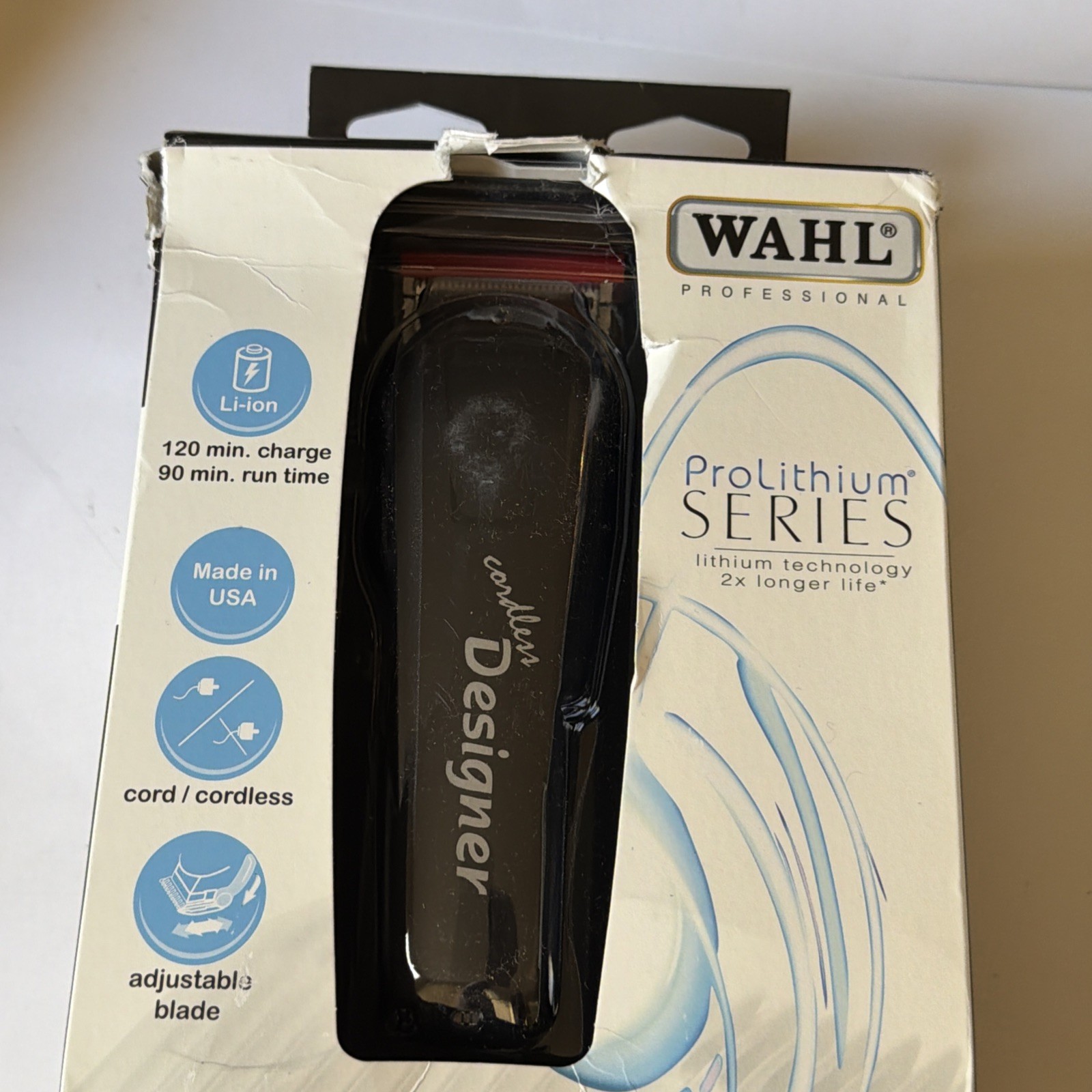 Wahl Cordless Designer Clipper Black 90 Minutes Run Time Includes 4 Guides 8591