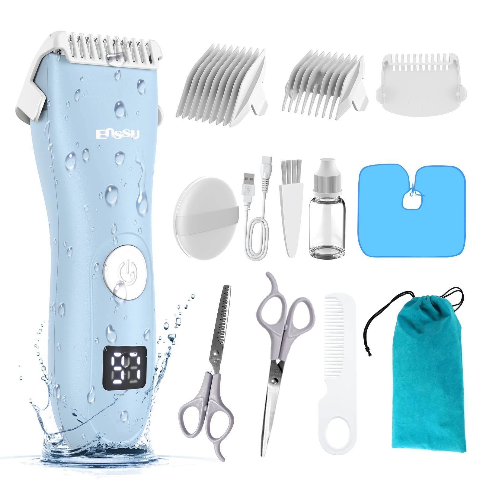 Quiet Baby Hair Clippers – Waterproof Rechargeable Cordless Trimmer for Kids, LC