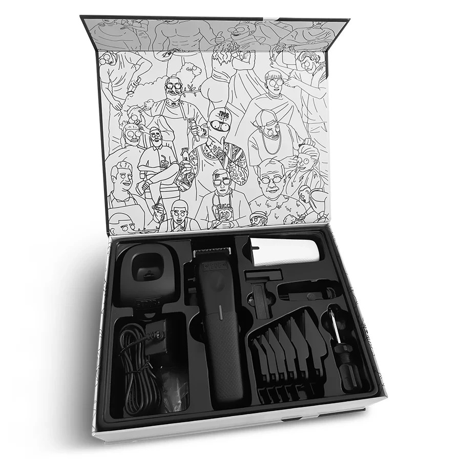TPOB PLAY CLIPPERS BLACK WITH EXTRA WHITE GRIPS, CHARGING STAND AND GUARDS *NEW*