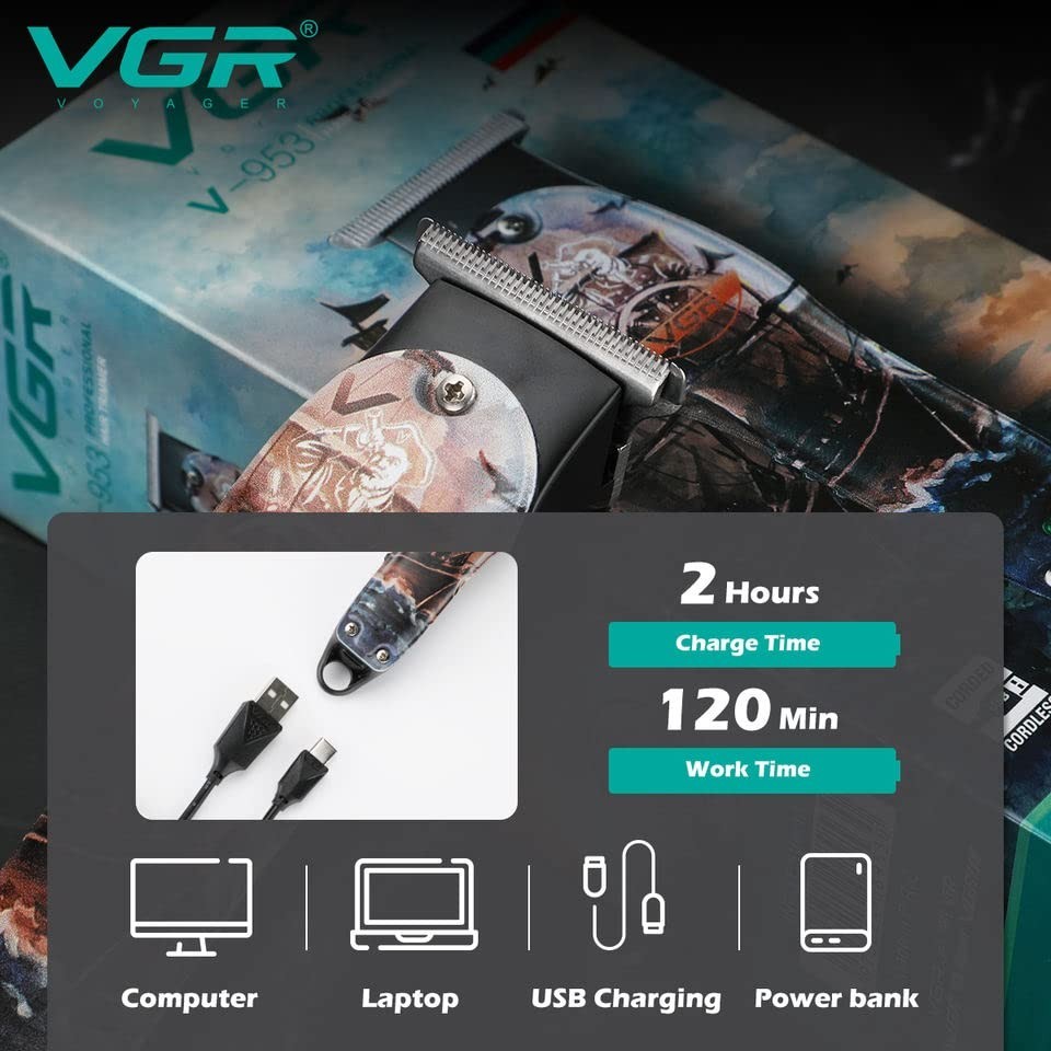 VGR V-953 Professional T-Blade Hair Trimmer for Men,V-953,Multicolour