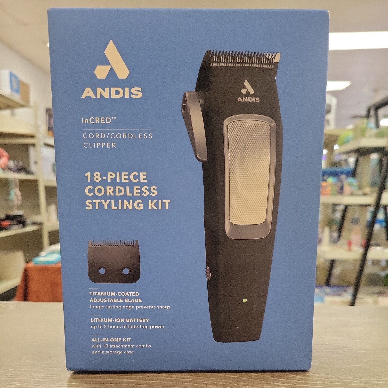 Andis inCRED Lithium-Ion Cordless Clipper 18pc Styling Kit Model CLC4 New