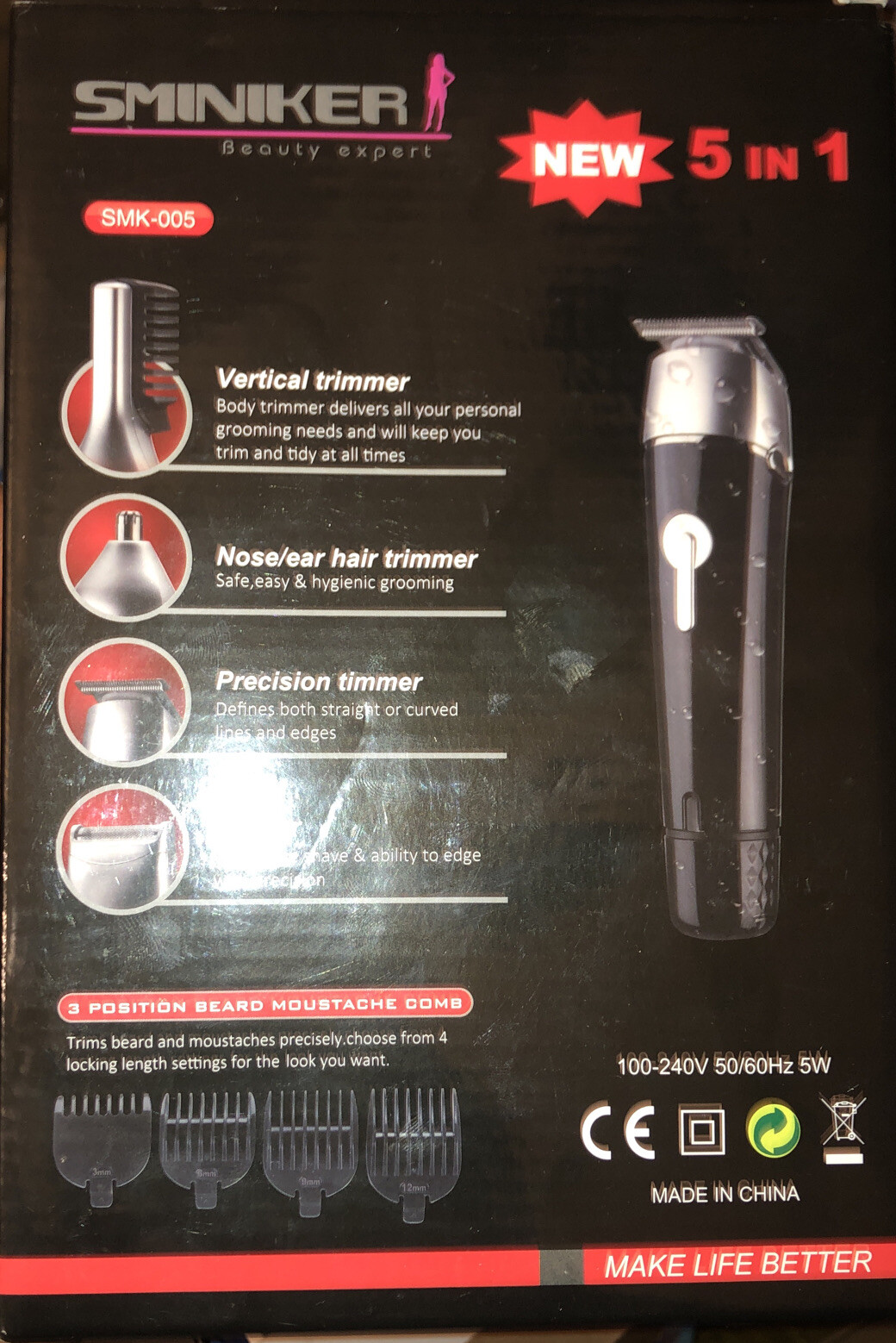 Sminiker Professional 5 in 1 Multi-functional Waterproof Man’s Grooming Kit