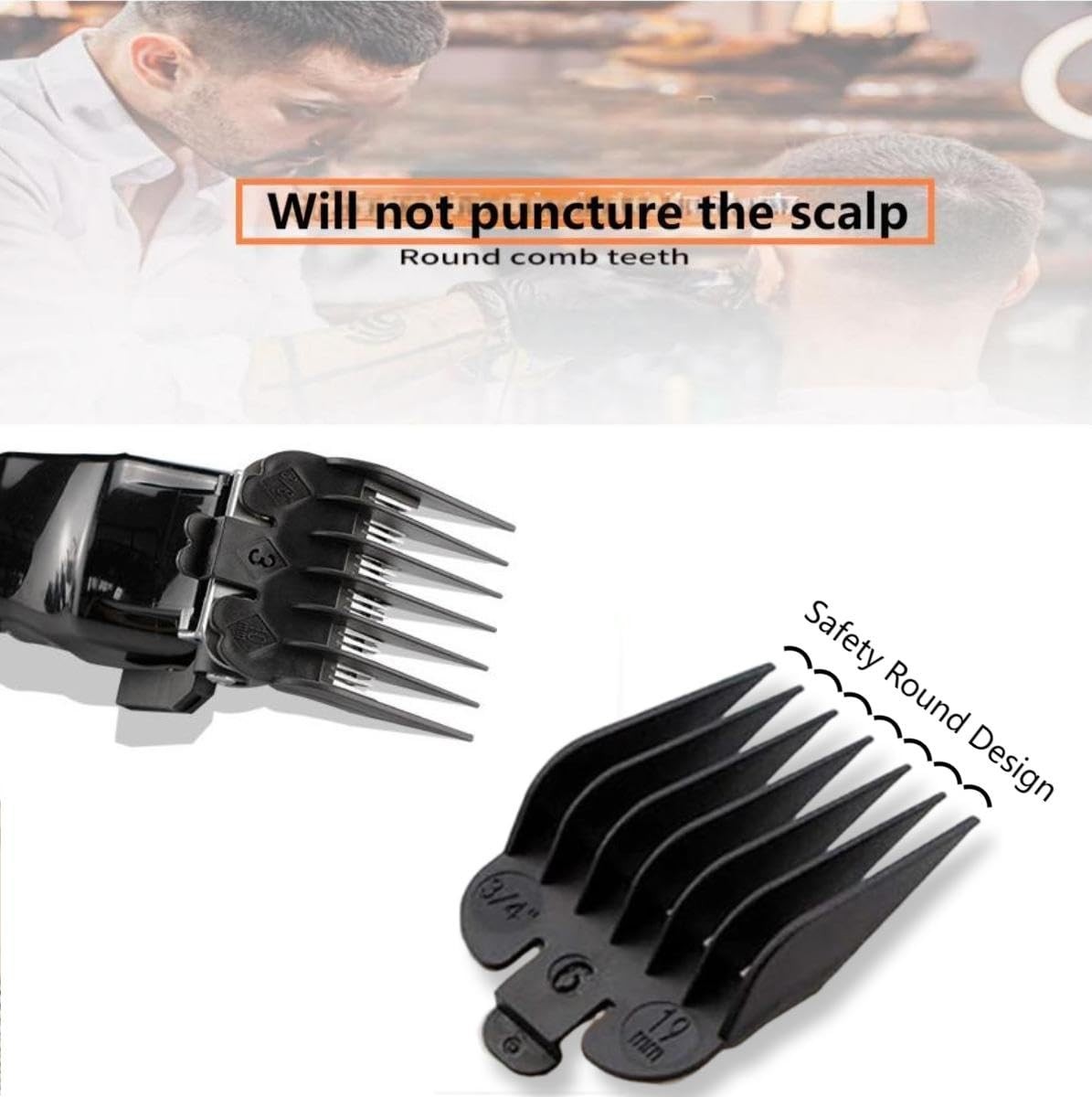 Professional Hair Clipper Combs Guides Set 1/16 To 1 Size Range Black 8 Pieces