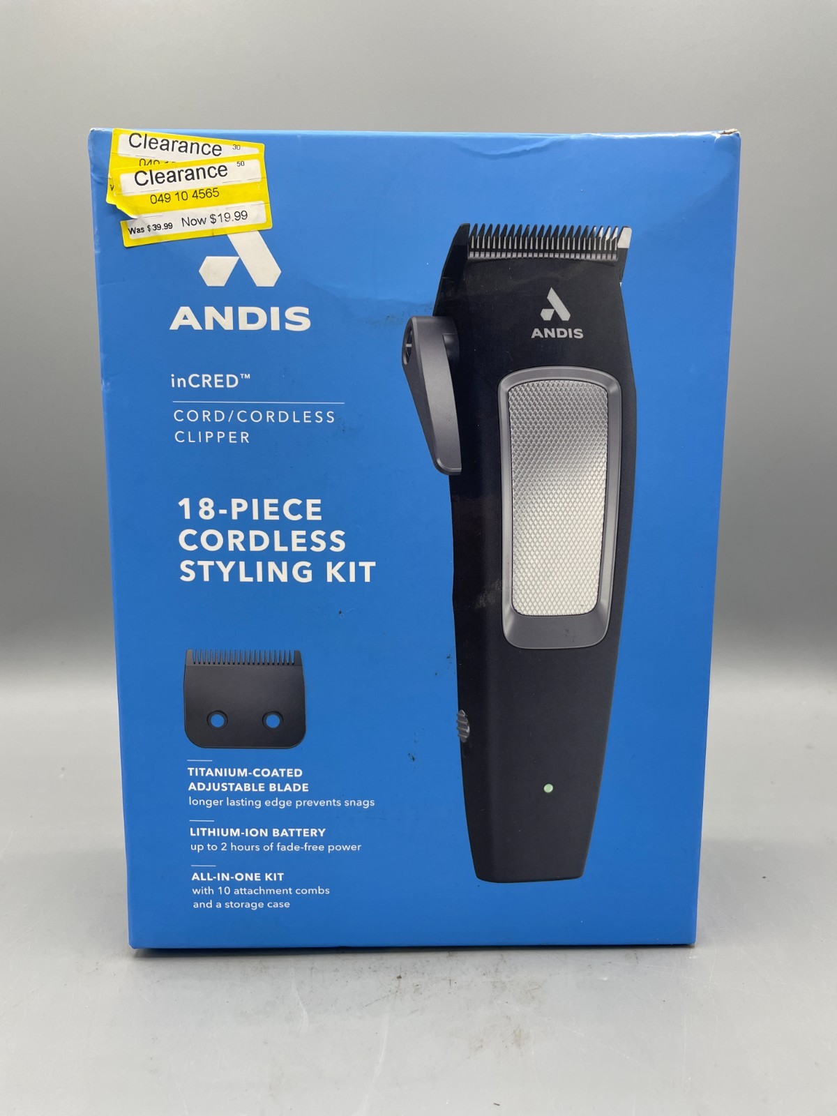 Andis inCRED Lithium-Ion Cordless Hair Trimmer Kit – 19pc Brand New Free Shippin