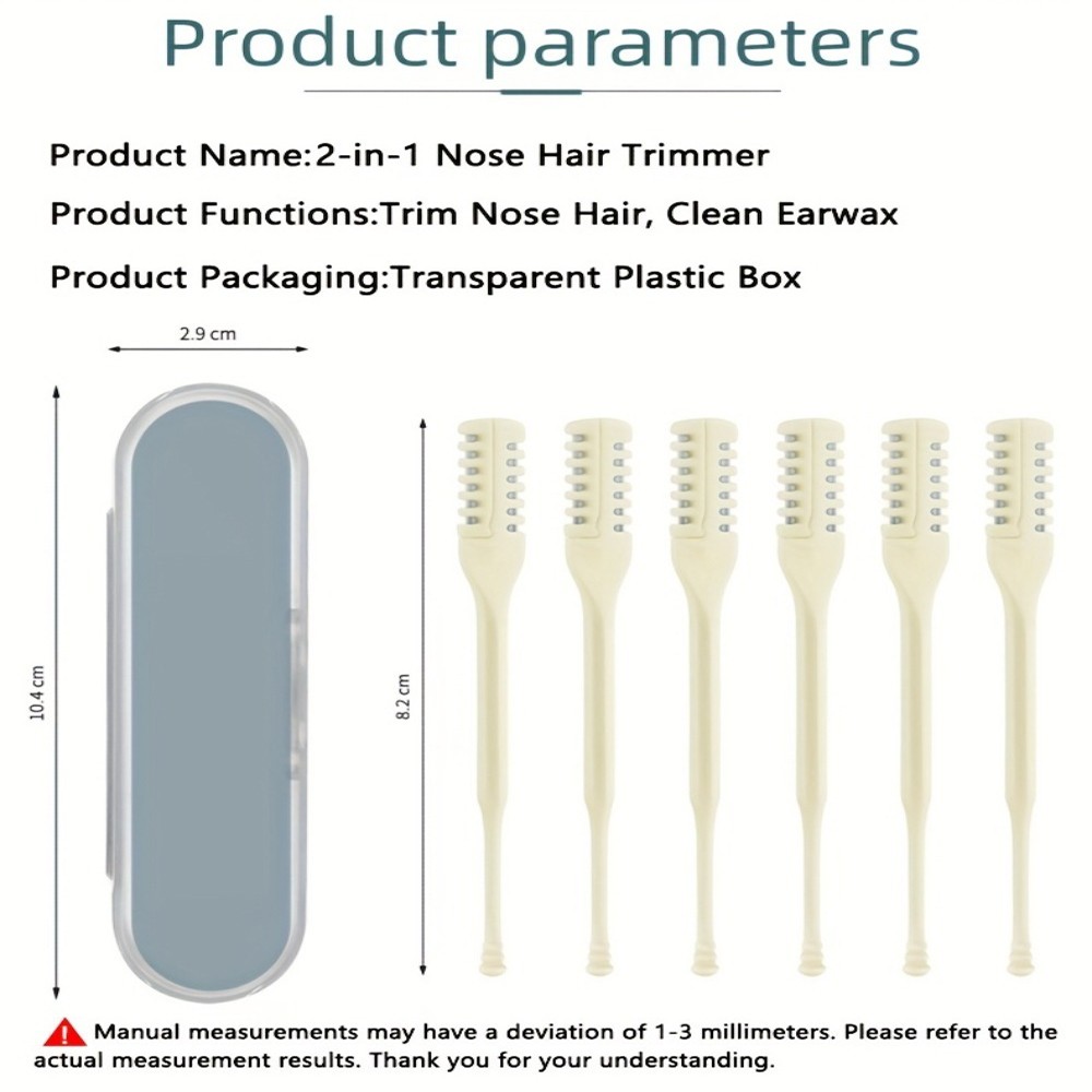 6Pcs Better Than Electric. 2-in-1 Painless Nose Trimmer: 360° Rotating Dual-head