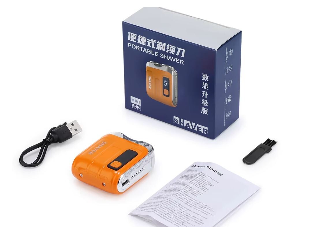 Men Mini Rotating Double Head Travel Shaver USB-C Charging Portable Shaver-R18