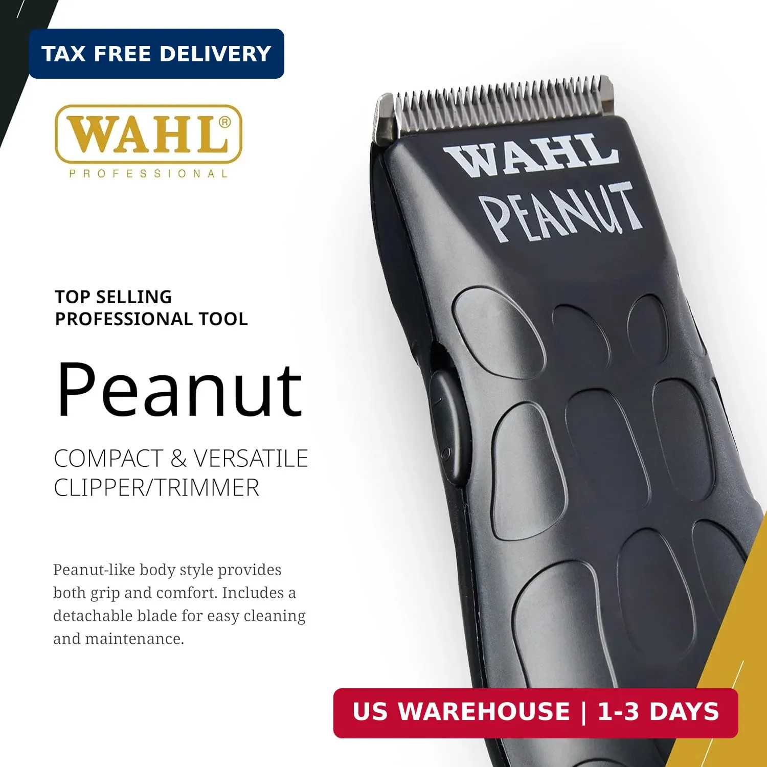 Wahl Professional Peanut Corded Clipper/Trimmer, Compact Rotary Motor | Lightwei