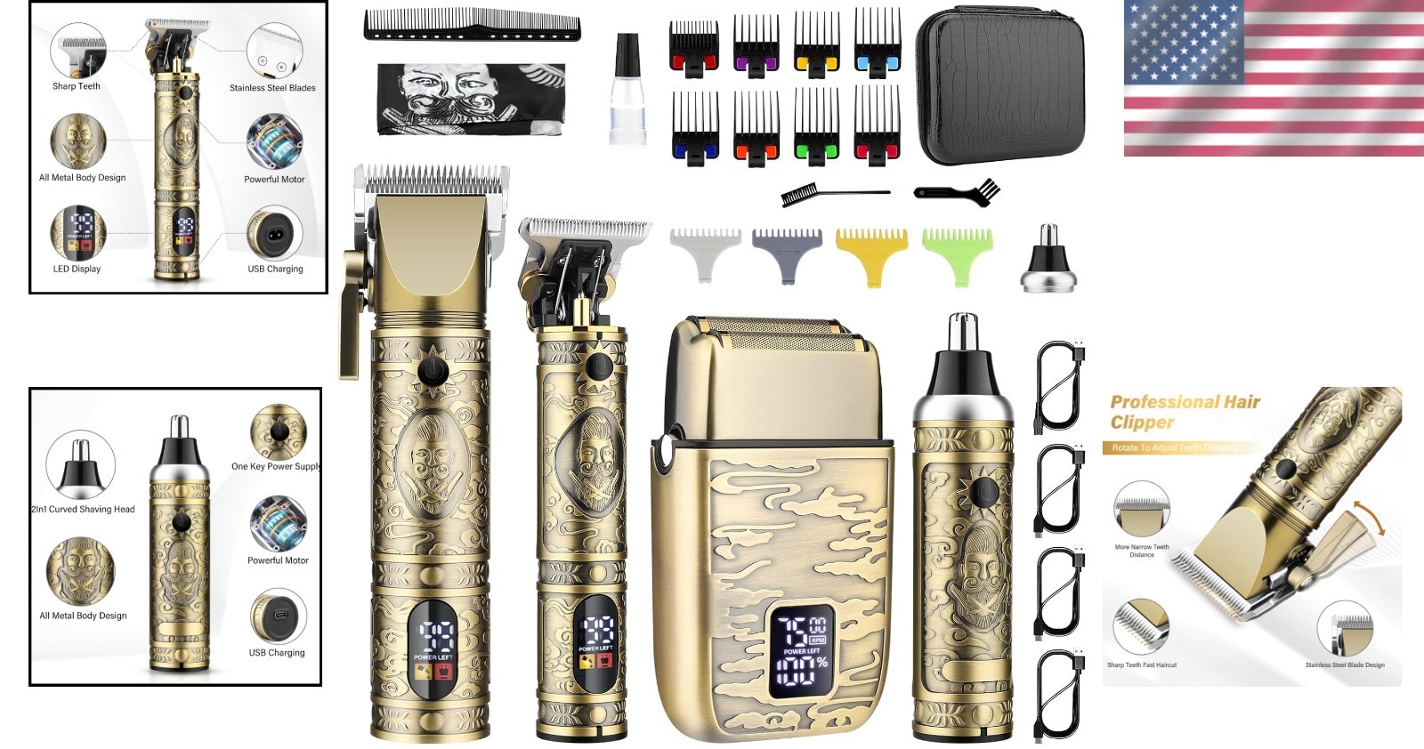 10 All in One Men’s Grooming Set with Clipper Trimmer and Multiple Accessories