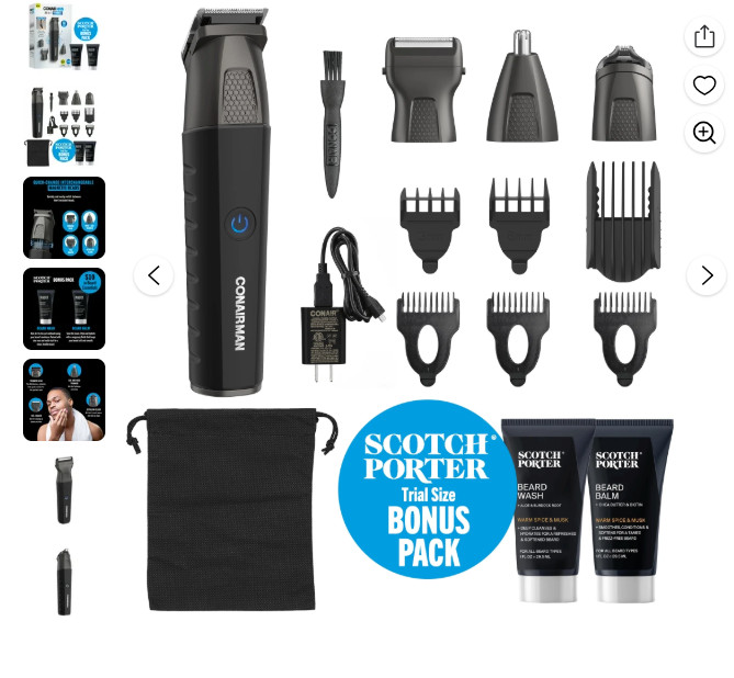 Conair Showerproof Face and Body All-in-One Hair Trimmer 14-Piece + Grooming Kit