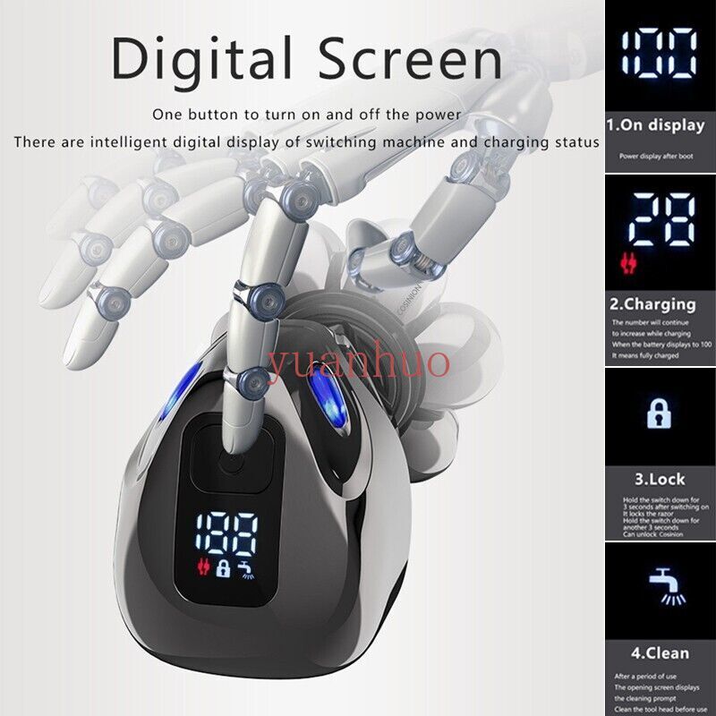 7D 5-in-1 Bald Head Hairs Remover Shaver Razor Smooth Skull Cordless Wet Dry US