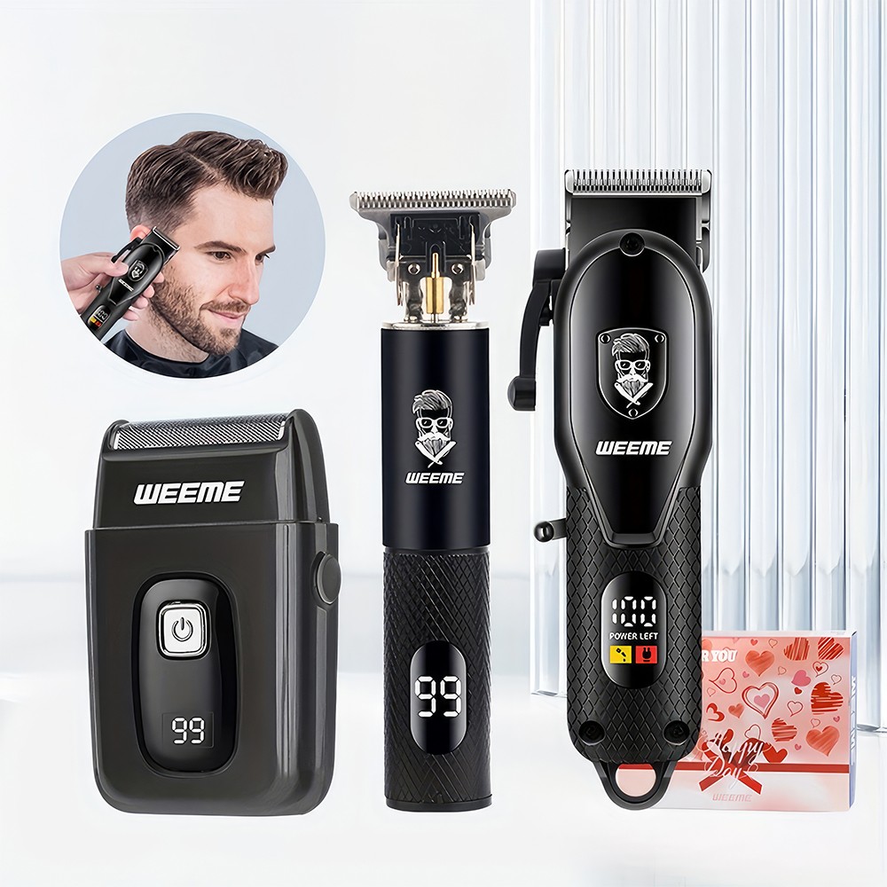 WEEME Professional Cordless Hair Clipper Trimmer Set Men Electric Shaver Razor
