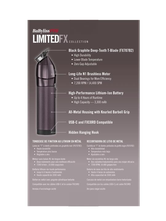 BaBylissPRO LimitedFX Nightfall Collection All-Metal Lithium Trimmer | FX787NP