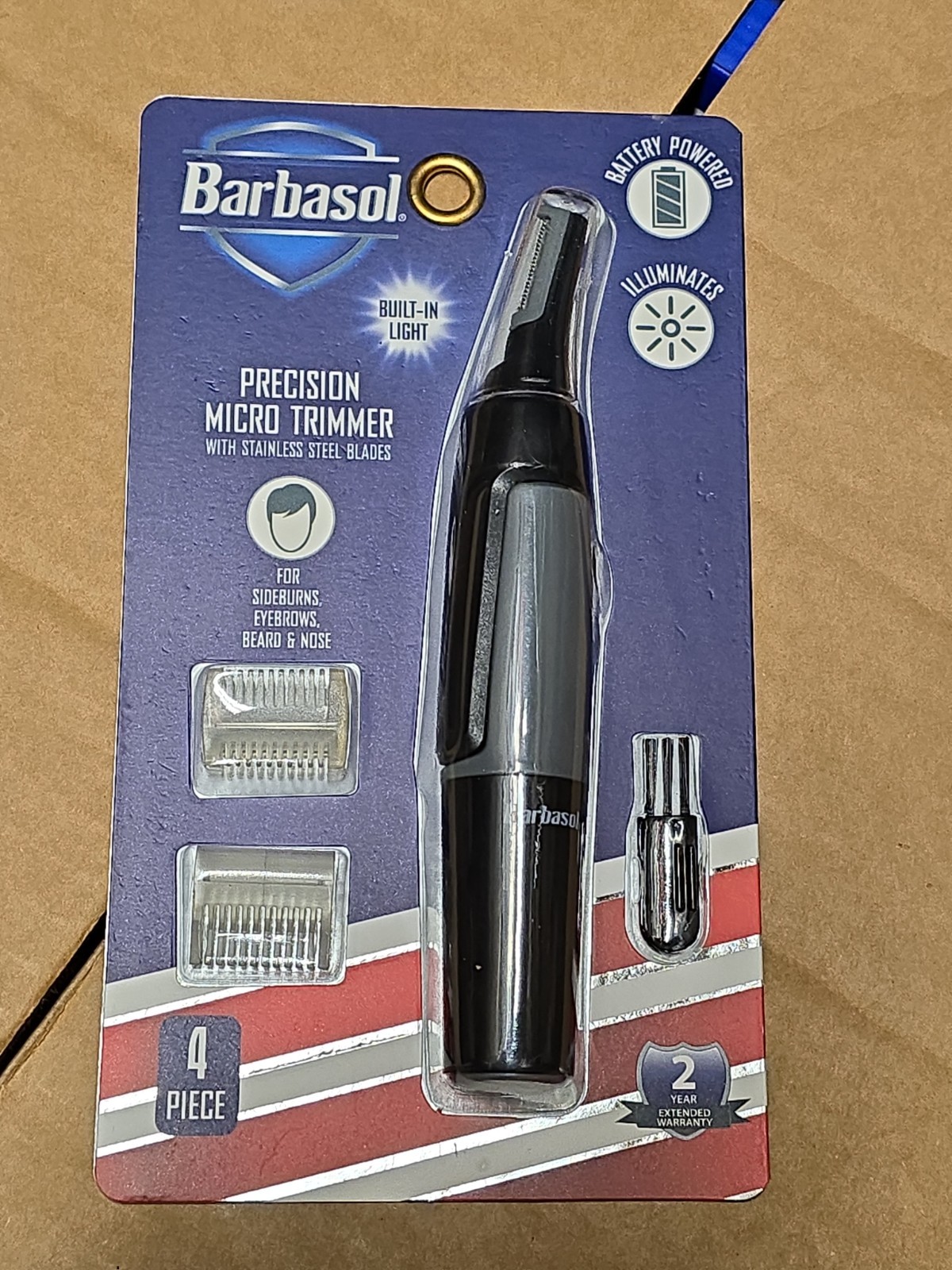 Barbasol Micro Precision Trimmer with Stainless Steel Blades W/Light 4 Piece