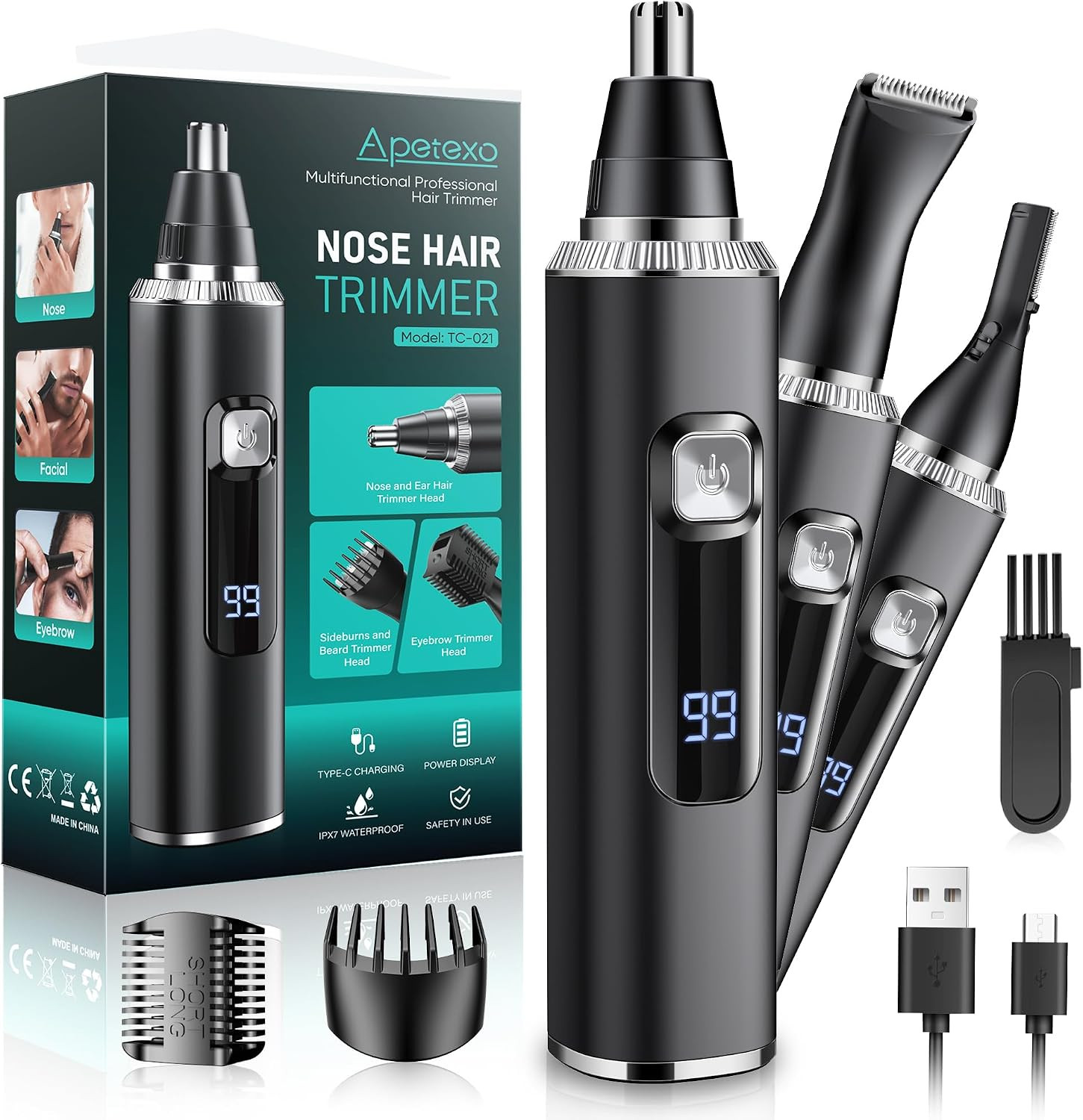 Nose Hair Trimmer for Men and Women, Type-C Rechargeable Precision Groomer with