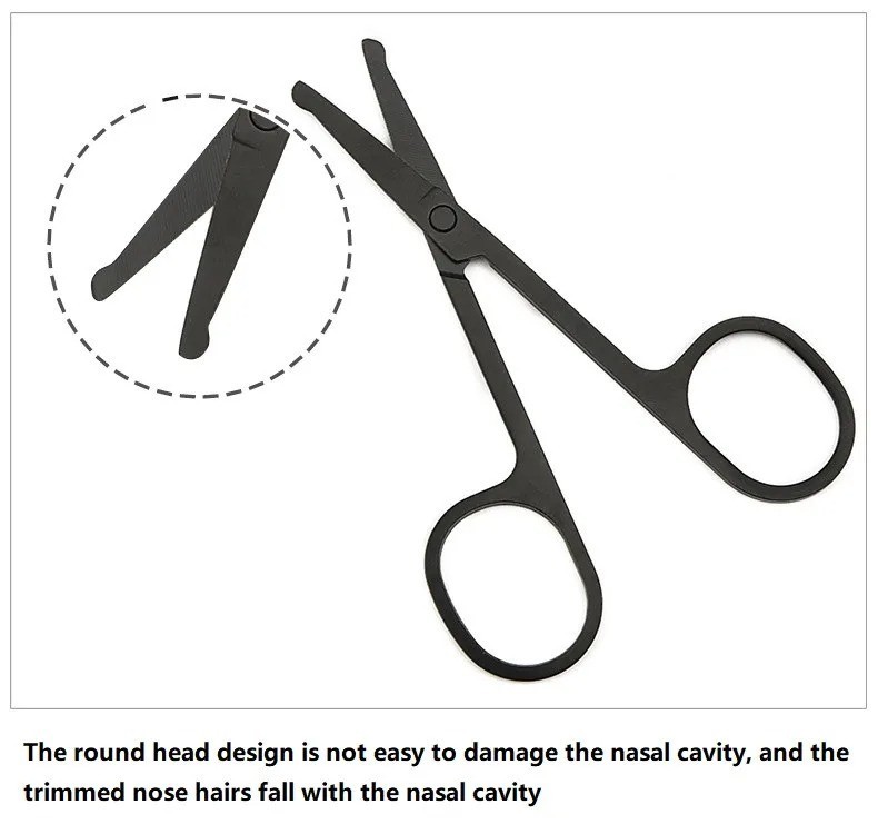 Nose Hair Scissors Mini Stainless Steel Round Head Beauty Trimmer Nose Hair Trim