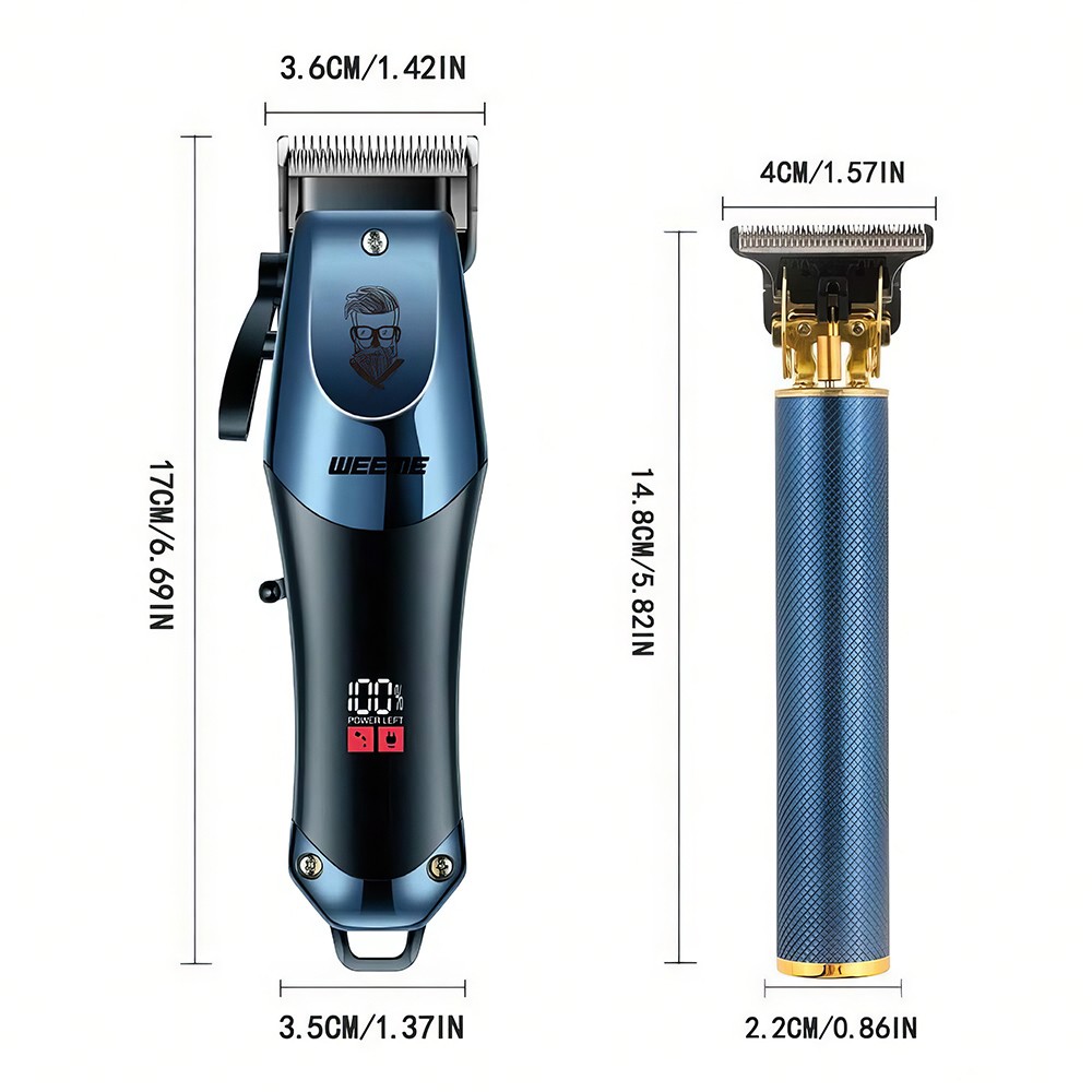 Professional Hair Clipper Trimmer Set Mens Cordless Hair Cutter USB Barbers Kit