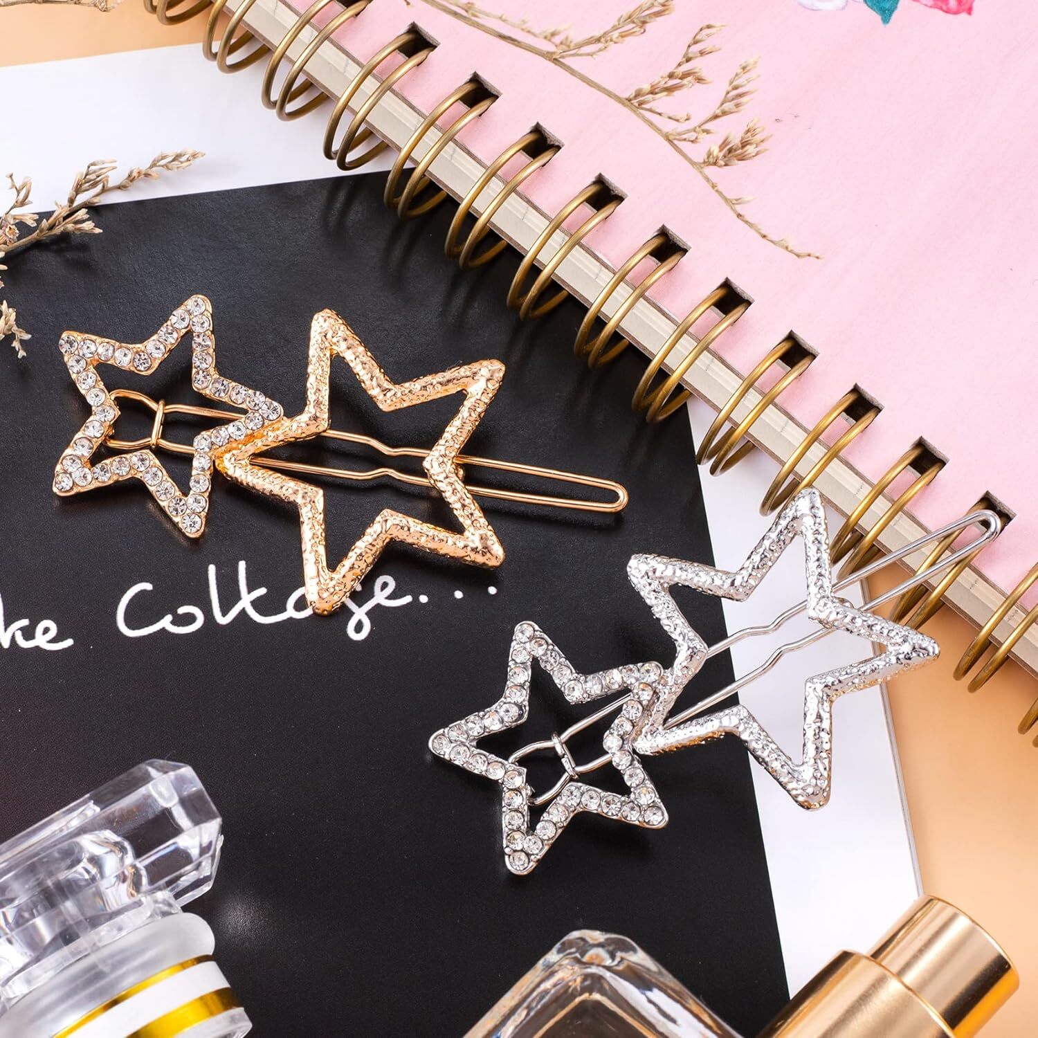 OIIKI Star Hair Clips Pins 8pcs, Barrettes Elegant Gold / silver