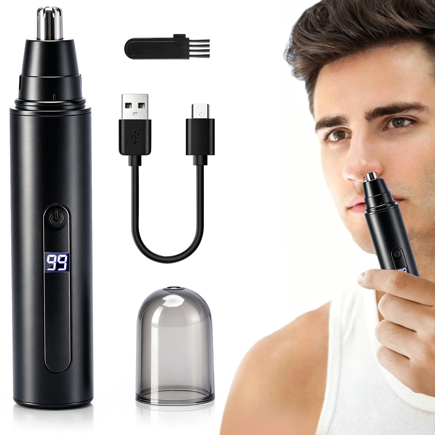 Nose Trimmer for Nose,Ears,Eyebrows Trimming Kit,Powerful Motor&Dual-Edge Blades