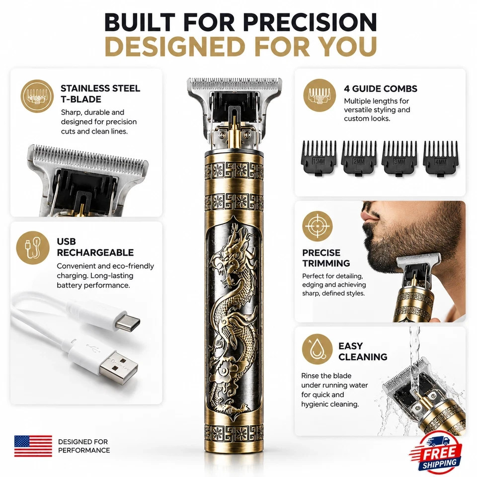 Vintage T9 Barbeador Dragon Beard Hair Trimmer Cutter Machine for Men