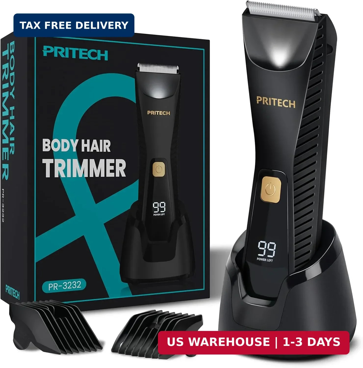 PRITECH Manscape Body Hair Trimmer – Waterproof Pubic Hair Ball Trimmer, Ceramic