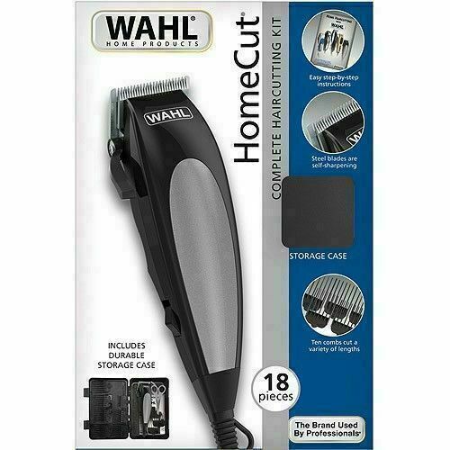 Wahl 18 PC Home Cut Men’s Hair Trimmer Kit Clippers Haircut Barber Set Trim NEW!