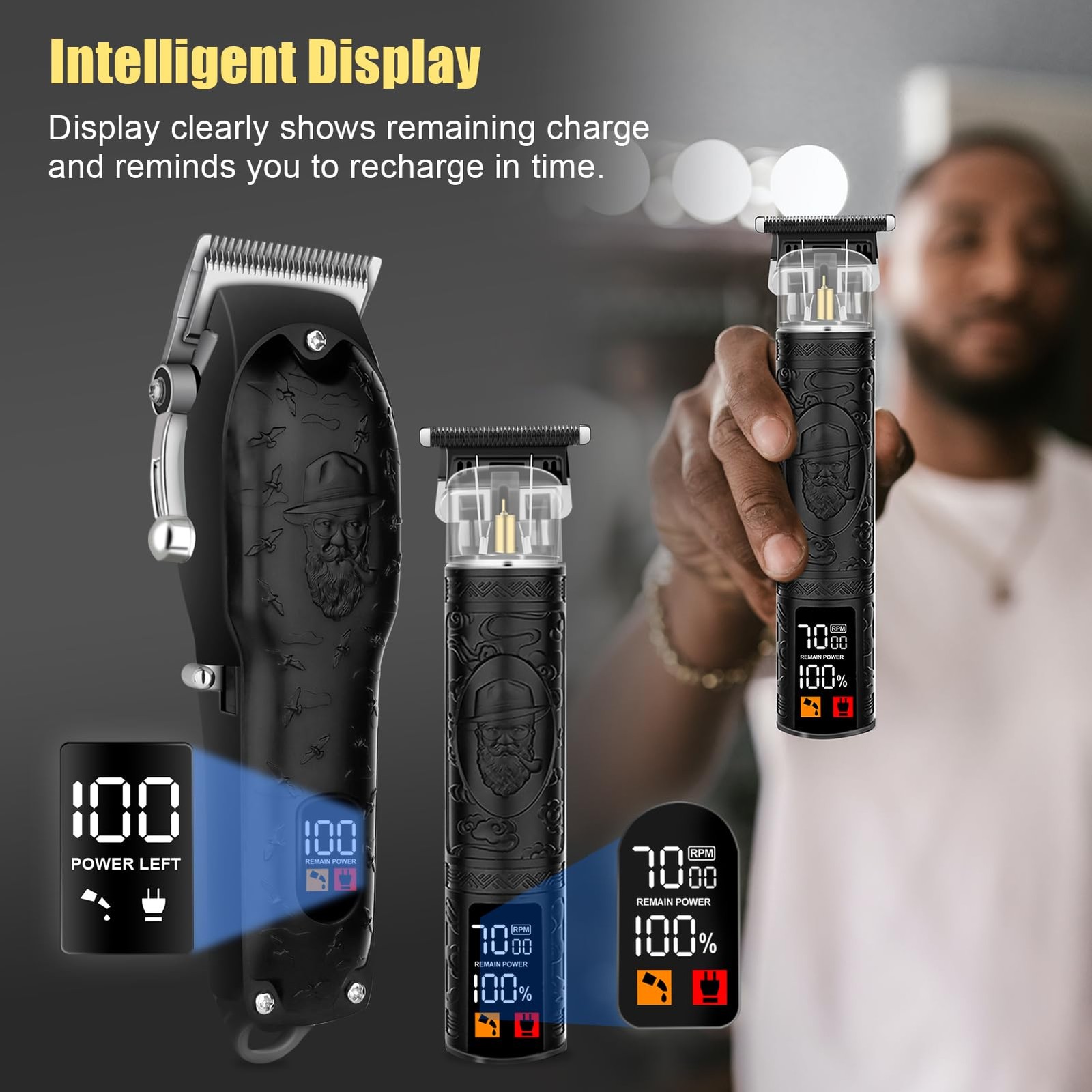 Professional Hair Clipper Set for Men Electric Shaver Razor Cordless Hair Cut…