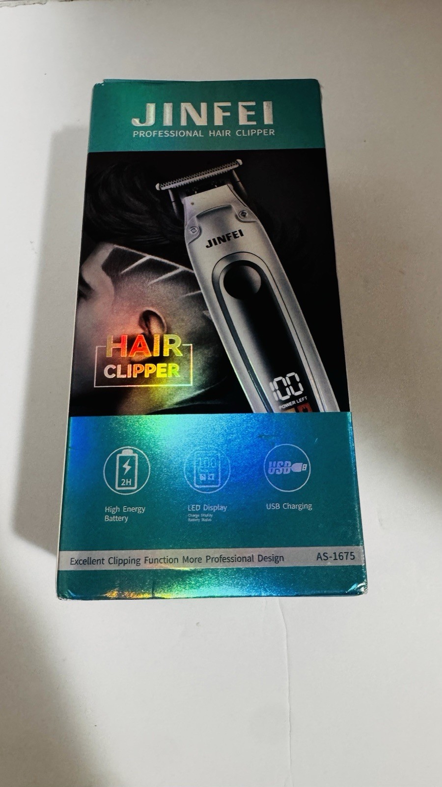 JINFEI AS-1675 Hair Clipper T-Blade USB Rechargeable LED, 1.5-6mm