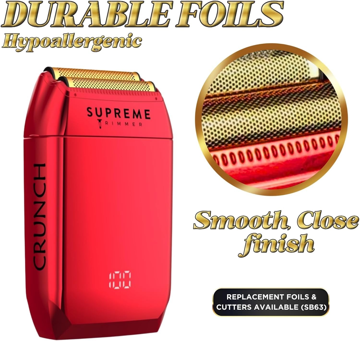 Close Shave Hypoallergenic Foil & Cutter for Crunch SB63 – Waterproof & Washable