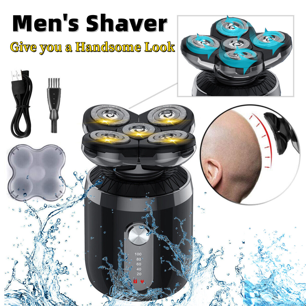 Electric Hair Remove Shaver Bald Head Razor Cordless Smooth Skull Cord Waterproo