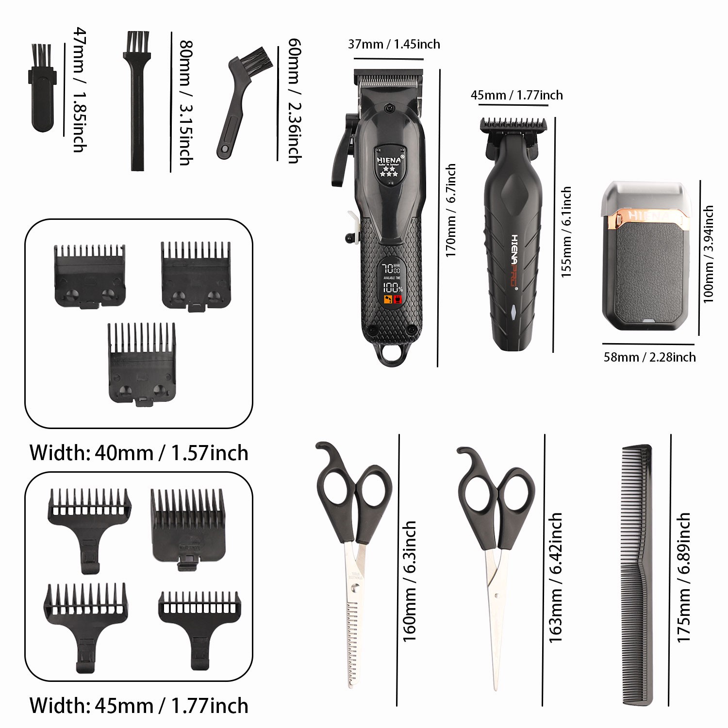 Professional Hair Clippers for Men, Cordless Barber Clippers and Trimmer Set
