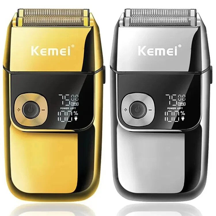 KEMEI Electric Cordless Shaver for Men | LCD Display | USB Rechargeable | SILVER