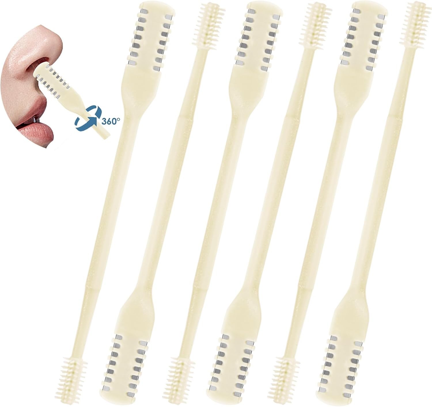 6 Pcs 2-in-1 Nasal Hair Cutter Set – Double-Sided, Portable Trimmer for All